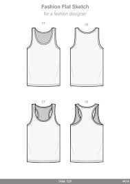 Sleeveless Tank Top Two Different Versions Fashion Flat Technical Drawing Vector Template Apparel Clothes S Tank Tops Shirt Sketch T Shirt Design Template