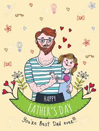 A personalized card with a special message for dad will let him know how much you appreciate all of his priceless advice and unconditional support. Happy Father S Day Card With Dad And Daughter Vector Illustrated Royalty Free Cliparts Vectors And Stock Illustration Image 64253305