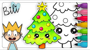 Then, color it with your crayons or your paints! How To Draw A Cute Christmas Tree Easy Christmas Tree Coloring Page Prince Bili Youtube