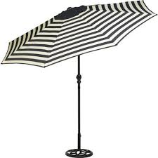 Black And White Striped Umbrella With Base Robot Check Patio Market Umbrella Patio Umbrella