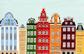 Stockholm Sweden Buildings Scandinavian Design Colorful Etsy Scandinavian Print Scandinavian Design Scandinavian Art