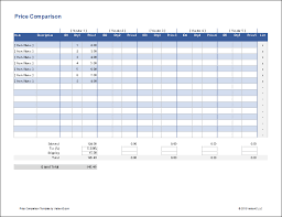 free price comparison template for excel