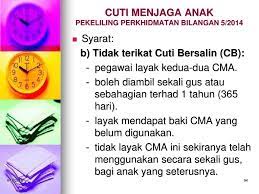 Jika anda sudah menghabiskan kemudahan cuti bersalin, cuti menjaga anak akan bermula pada hari anda bersalin. Cuti Menjaga Anak Masuk Wad Malayjaja