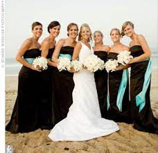 More Black And White Touch Of Turquoise This Image Is Super Pretty I Love The Look O Black Bridesmaid Dresses Turquoise Wedding Turquoise Bridesmaid Dresses
