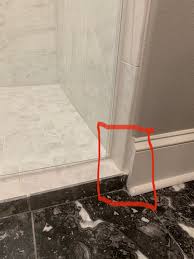 Measure it from the wall. Shower Tile Corner Wall Base Molding Finishing Problem