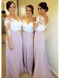 2020 Newly Sheath Lilac Lace Long Sleeves Long Bridesmaid Dresses Bridesmaid Lace Bridesmaid Dresses Lace Bridesmaids