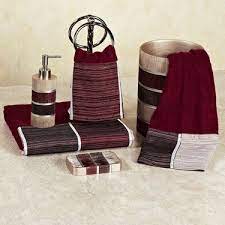 Explore a range of wastebaskets, toothbrush holders, soap dishes you can also find a variety of accessories for every room in your home. Modern Line Burgundy Bath Towel Set Burgundy Bathroom Brown Bathroom Decor Hand Towels Bathroom