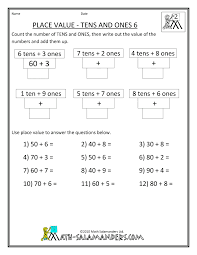 Math Place Value Worksheets To 100 Place Value Worksheets Math Worksheets First Grade Math Worksheets