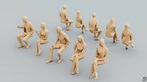 Sitting People People Illustration Digital Artwork 3d Model