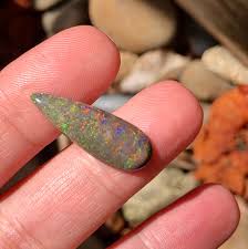 Australian Opal, Andamooka Opal, Solid Opal, Opal Ring, Opal Jewelry,  Artisan Jewelry, Teardrop, Pear, Large Opal, Long Opal, Green Opal