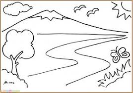Di bawah gunung, kita buat lekukan jalan kalau ingin sesuatu yang berbeda, kita bisa tambahkan burung sederhana dengan menggambar garis yang mirip 2 alis tipis dan digabung jadi satu. 120 Sketsa Gambar Pemandangan Alam Bagus Dan Berwarna Marimewarnai Com