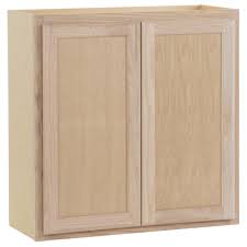 Venetian bronze kitchen cabinet hardware blends well with the natural beauty of solid wooden kitchen cabinetry and works well with both light and dark colored woods. Project Source 30 In W X 30 In H X 12 In D Natural Unfinished Door Wall Stock Cabinet In The Stock Kitchen Cabinets Department At Lowes Com