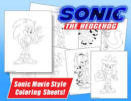 Sonic 2020 coloring book with latest unofficial pictures founded on 2020 action movie. Sonic The Hedgehog Movie Style Coloring Sheets Digital Etsy