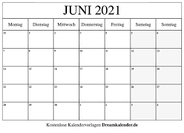 Jahreskalender 2021 mit feiertagen und kalenderwochen (kw) in 19 varianten, a4, hoch & quer. Kalender Juni 2021