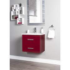 Having double sink vanity in the bathroom would create ample space for partners. Foremost Scarlet 24 In Single Sink Red Bathroom Vanity With Vitreous China Top Lowe S Canada