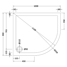 If your home has a little more space available, a very common recommendation is to have a shower with minimum dimensions of 60'' x 36''. 1000 X 900 Shower Tray Offset Quadrant Low Profile Right Hand By Pearlstone