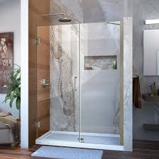 Add a refined, modern touch to your bathroom with a shower door. Buy Dreamline Unidoor 50 51 In Width Frameless Hinged Shower Door 3 8 Glass Brushed Nickel Finish Online At Low Prices In India Amazon In