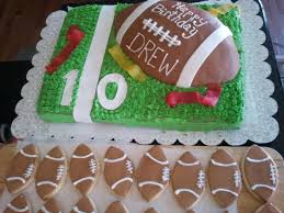 Birthday Cakes For 10 Year Old Boy Football Flag Football Cake For My 10 Year Olds Flag Football Party The Football Is A Brownie In A Football Cak Happy Birthday Cakes Football Cake Flag Football Party