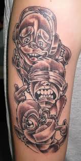 See No Evil Hear No Evil Speak No Evil Monkey Tattoo Designs 3 Three Wise Monkeys See No Hear Speak Evil Irish Street Tattoo Downpatrick Belfast Northern Ireland Money Tattoo Evil Tattoos Monkey Tattoos