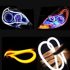 2 pieces daytime running lights soft article lamp with water flowing effect white yellow light carace running lights strip lighting led strip lighting
