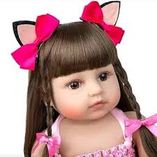 MIVEAS CARE Baby Reborn Toddler Baby Dolls Silicone Full Body Girl 22 inch  Long Hair Anatomically Correct Waterproof Dolls Reborn Pink Dress Birthday  Gift : Amazon.in: Toys & Games