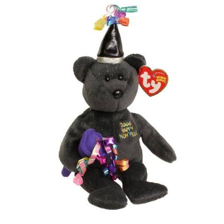 2006 (Happy New Year, black) — Ty Beanie Baby bear