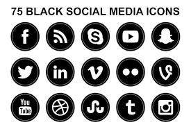 Black And White Social Media Icons Png Black Social Media Round Icons Media Icon Social Media Icons Icon