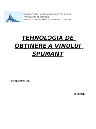 Tehnologia de obtinere a vinurilor albe (vinificatia in alb) in cazul vinului alb, oxigenul din aer denatureaza aroma, distruge fructuozitatea si brunifica culoarea. Tehnologia De Obtinere A Vinului Spumant