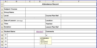 excel attendance sheet