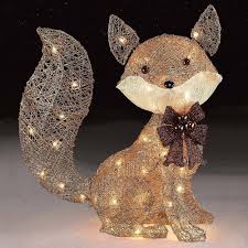 Christmas Lighted 3d Gold Fox Indoor Outdoor Yard Prelit Lawn Figure Decoration U Fox Christmas Christmas Yard Decorations Outdoor Christmas Decorations Yard