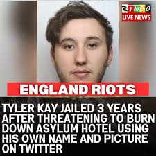 Tyler Kay, 26, of Northampton, was given three years and two months in  prison for posts