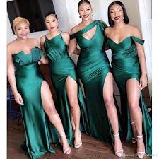 The brand has affordable styles you need to shop right now. Emerald Green Off The Shoulder African Long Bridesmaid Dresses 2020 Ruched Split Wedding Guest Maid Of Honor Dresses Bm0199 From Wholesalefactory 53 19 Dhgate Com