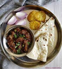 And The Mutton Liver Fry Thali With The Softest Homemade Roomali Rotis With Some Aloo Ke Pakode Done And Are Making T Indian Food Recipes Food Instagram Food