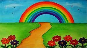 Add shadows on your drawing. How To Draw Garden Scenery With Rainbow Beautiful Garden Drawing Youtube
