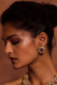 Ruby sterling silver & green onex rounded earrings