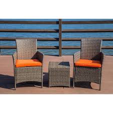 Patio Festival 3 Piece Wicker Patio Conversation Set With Orange Cushions Pf18207 The Home Depot In 2020 Patio Seating Sets Conversation Set Patio Outdoor Patio Chairs