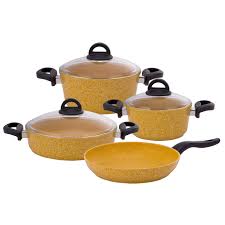 Karaca neptün 7 parça kırmızı granit tencere seti. Karaca Yellow Stone Bio Granit 7 Parca Tencere Seti Karaca