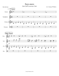 Sayo Nara Doki Doki Literature Club Sheet Music For Drum Group Xylophone Celesta Kazoo Mixed Quartet Musescore Com