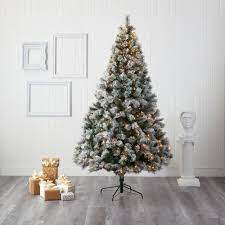 8 Flocked Oregon Pine Artificial Christmas Tree With 500 Clear Lights And 1172 Bendable Branches Artificial Christmas Tree Christmas Tree Christmas Settings