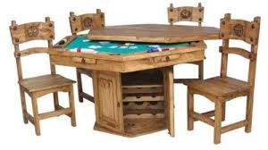 Six Sided Poker Table Brown 53 00 W X 31 00 H X 53 00 D Poker Books And Stuff Poker Table Rustic Furniture Table Games