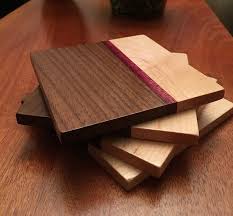 Handmade Custom Wood Coasters Made Of Walnut Maple Orange Accent Mahogany Wood Or Purple Accent Purple Heart Wood Option Wood Wood Coasters Custom Wood