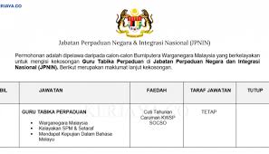 Jabatan Perpaduan Negara Integrasi Nasional Jpnin Kerja Kosong Kerajaan