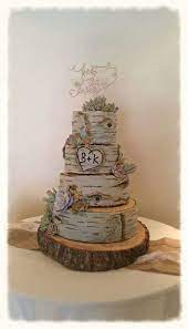 Birch Bark And Succulents Wedding Cake By The Shabby Iris Cottage Succulent Wedding Cakes Succulent Wedding Cake