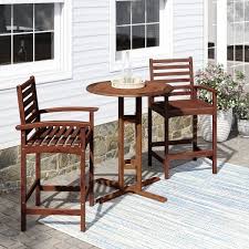 Maisie 3 Piece Bar Height Dining Set In 2020 Bistro Patio Set Patio Bar Stools Round Patio Table
