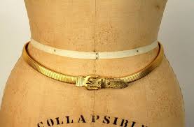 Vintage Belt Gold Stretch Skinny Coil Snake Belt Metal Cinch Vintage Belts Vintage Accessories 1980s Fashion