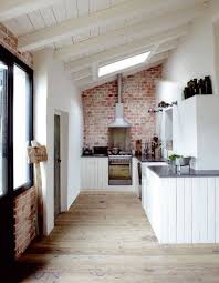 Black And White Bricks Wall Design White Kitchens Brick Wall Kitchen Home House Design