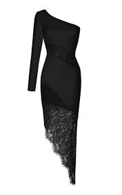 One Shoulder Crepe And Lace Midi Dress By Rasario Moda Operandi Lace Midi Dress Elegant Dresses Dresses