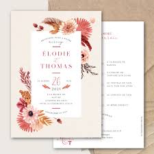 Faire part boheme chic le comptoir du bonheur by vincelie. Faire Part De Mariage Automne Boheme Fleurs Personnalisables