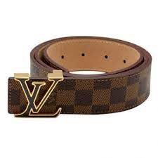 New and used items, cars, real estate, jobs, services vintage hard to find collectible authentic designer louis vuitton black multi color monogram lv takashi murakami leather dress belt and gold lv. Louis Vuitton Brown Damier Leather Golden Buckle Lv Initiales Be Kemer Kadin Kadin Modasi