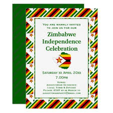 Zimbabwe Independence Celebration Zimbabwean Flag Invitation Zazzle Com In 2020 Party Supplies Invitations Zimbabwe Independence Day